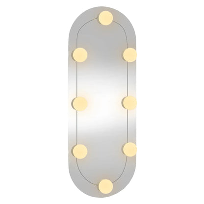 Wall Mirror with LED Lights 20x50 cm Glass Oval