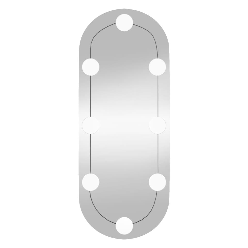 Wall Mirror with LED Lights 20x50 cm Glass Oval