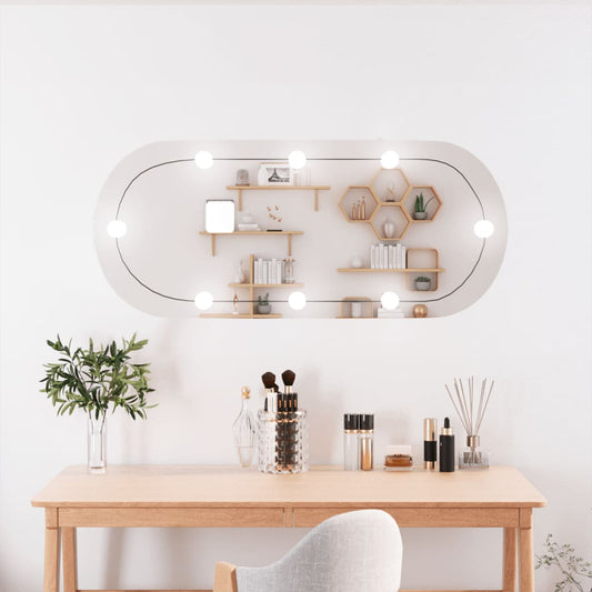 Wall Mirror with LED Lights 25x60 cm Glass Oval