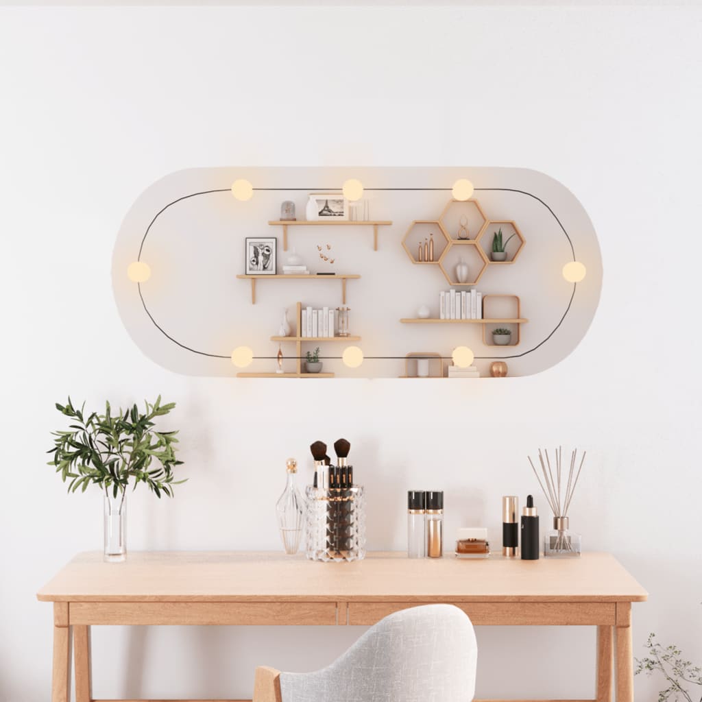 Wall Mirror with LED Lights 40x90 cm Glass Oval