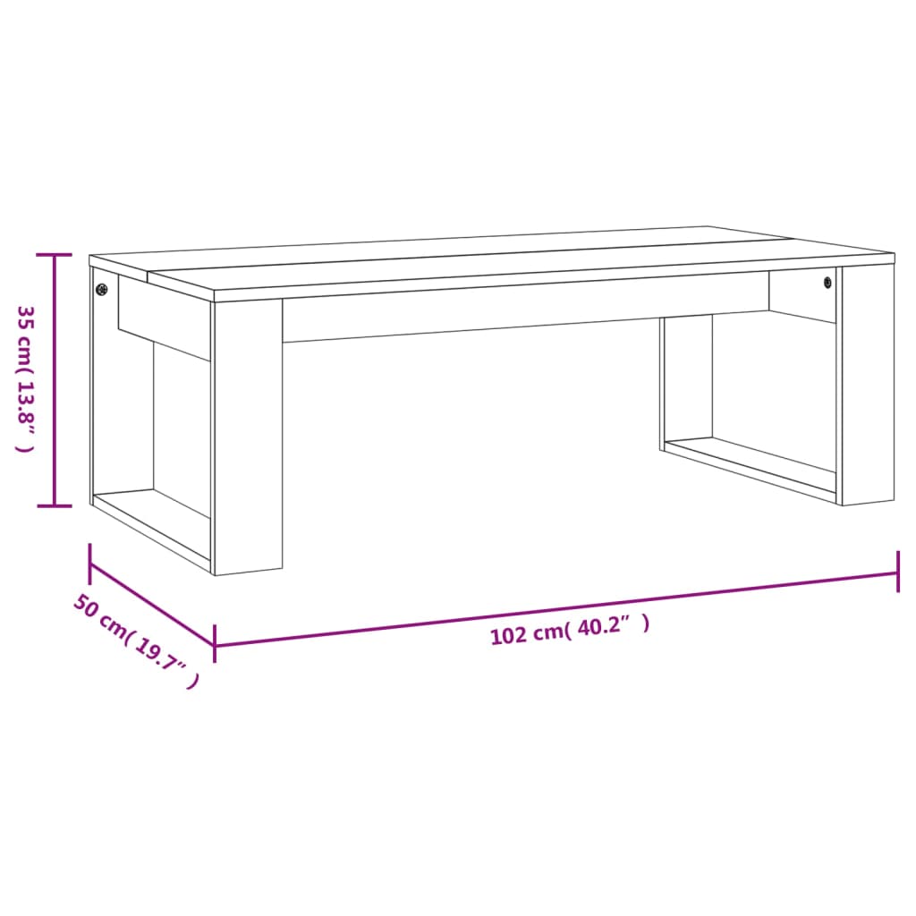 Coffee Table Concrete Grey 102x50x35 cm Engineered Wood