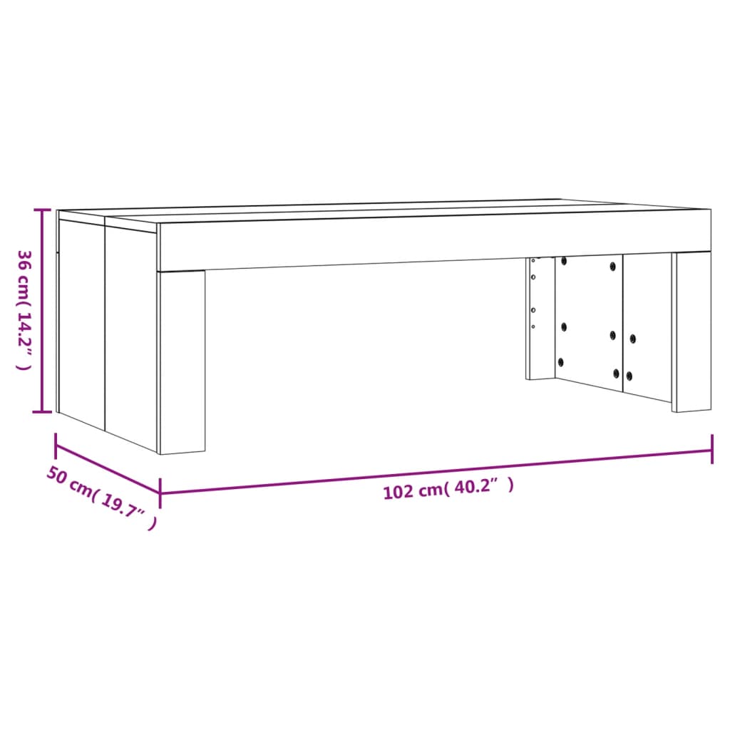 Coffee Table Brown Oak 102x50x36 cm Engineered Wood