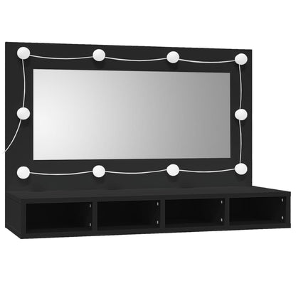 Mirror Cabinet with LED Black 90x31.5x62 cm