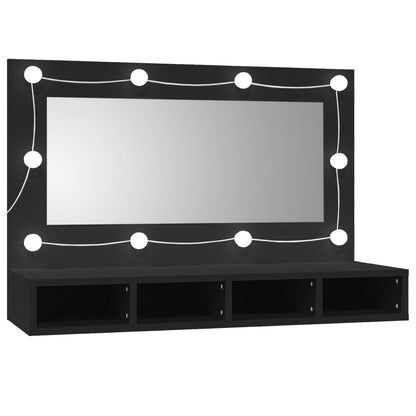 Mirror Cabinet with LED Black 90x31.5x62 cm