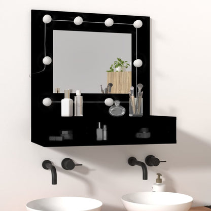 Mirror Cabinet with LED Black 60x31.5x62 cm