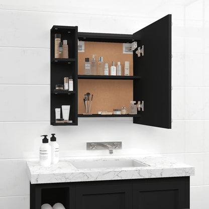 Mirror Cabinet with LED Black 70x16.5x60 cm