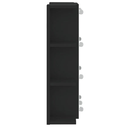 Mirror Cabinet with LED Black 70x16.5x60 cm