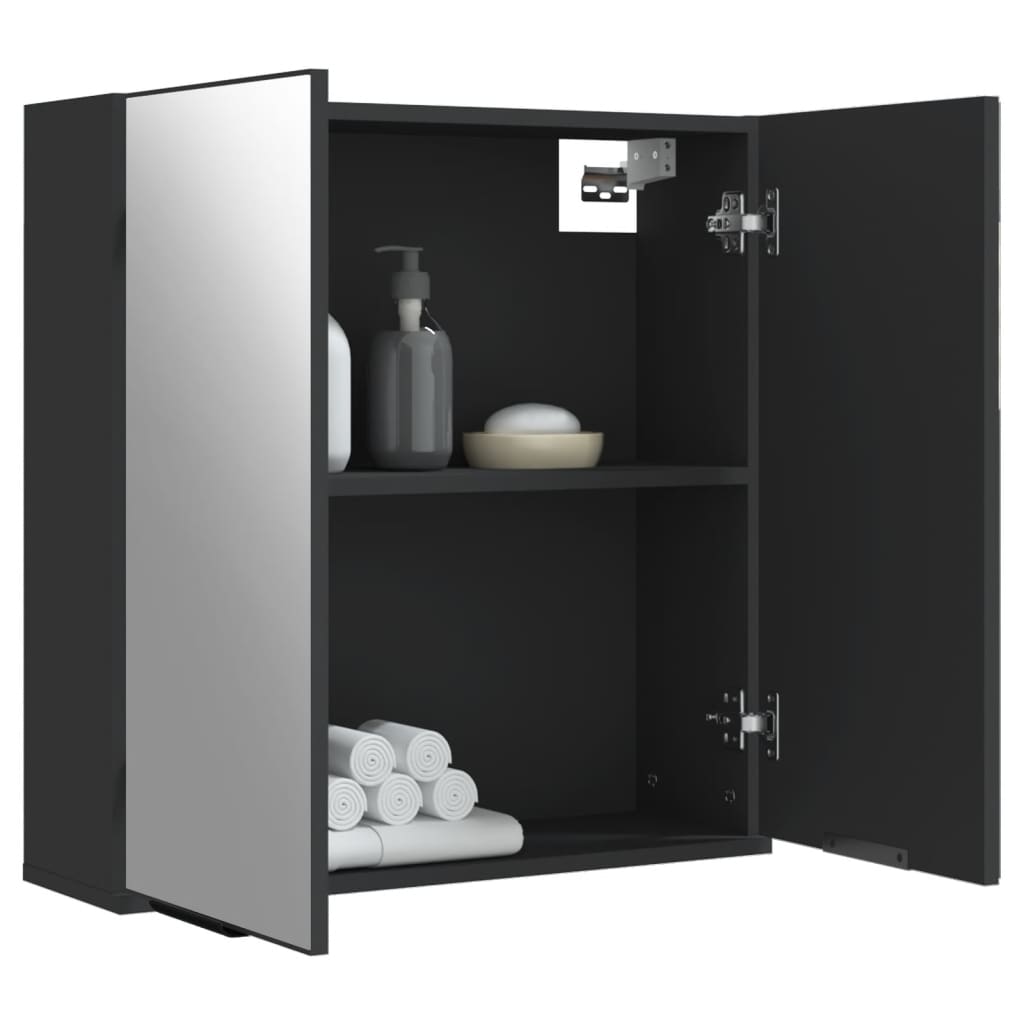 Bathroom Mirror Cabinet Black 64x20x67 cm Engineered Wood