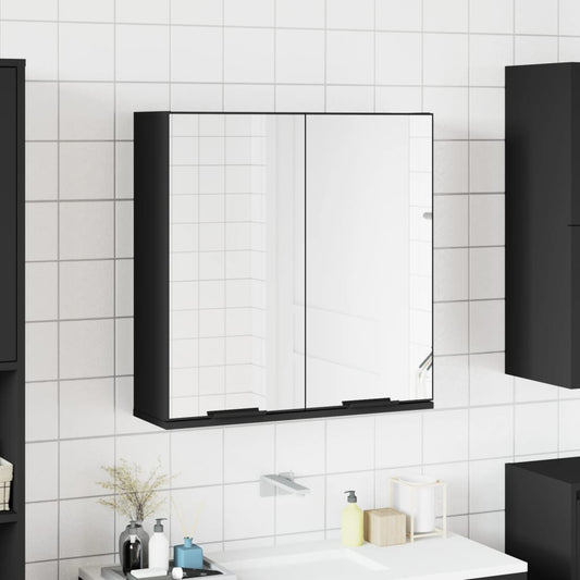 Bathroom Mirror Cabinet Black 64x20x67 cm Engineered Wood