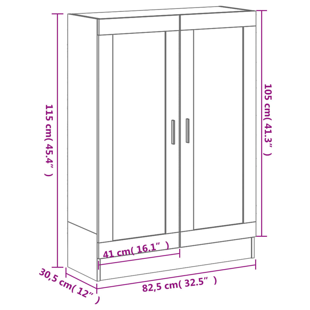 Book Cabinet Grey Sonoma 82.5x30.5x115 cm Engineered Wood