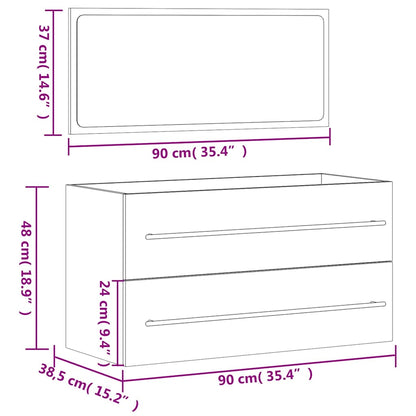 Bathroom Cabinet with Mirror Black Engineered Wood