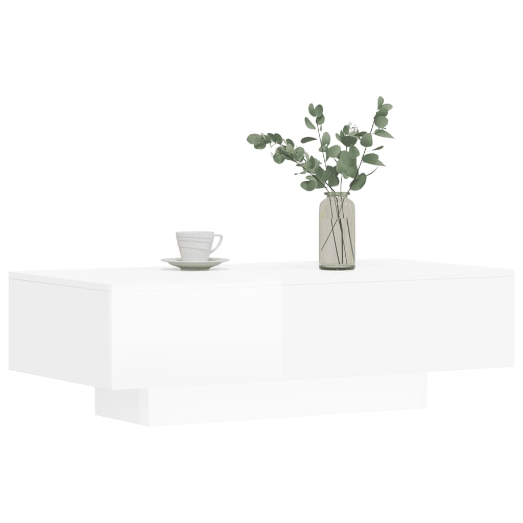 Coffee Table High Gloss White 100x49.5x31 cm Engineered Wood