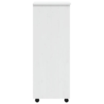 Rolling Cabinet with Drawers MOSS White Solid Wood Pine