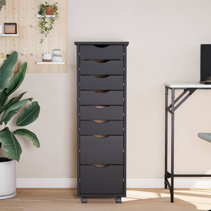 Rolling Cabinet with Drawers MOSS Grey Solid Wood Pine