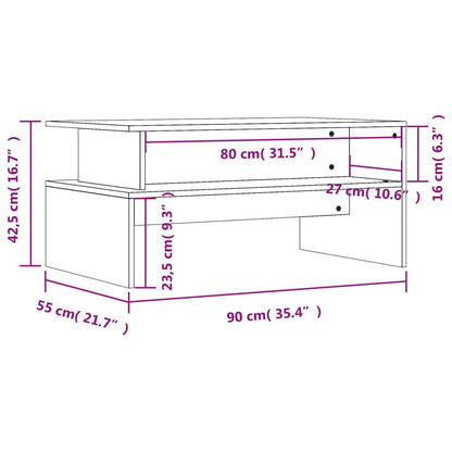 Coffee Table High Gloss White 90x55x42.5 cm Engineered Wood