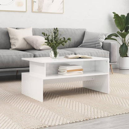 Coffee Table High Gloss White 90x55x42.5 cm Engineered Wood