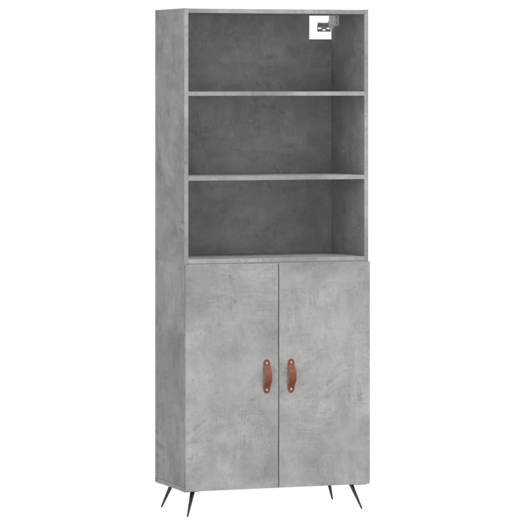 Highboard Concrete Grey 69.5x34x180 cm Engineered Wood