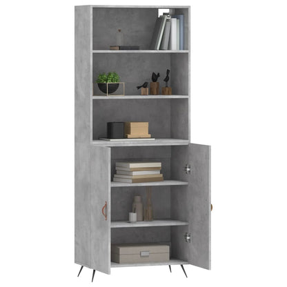 Highboard Concrete Grey 69.5x34x180 cm Engineered Wood