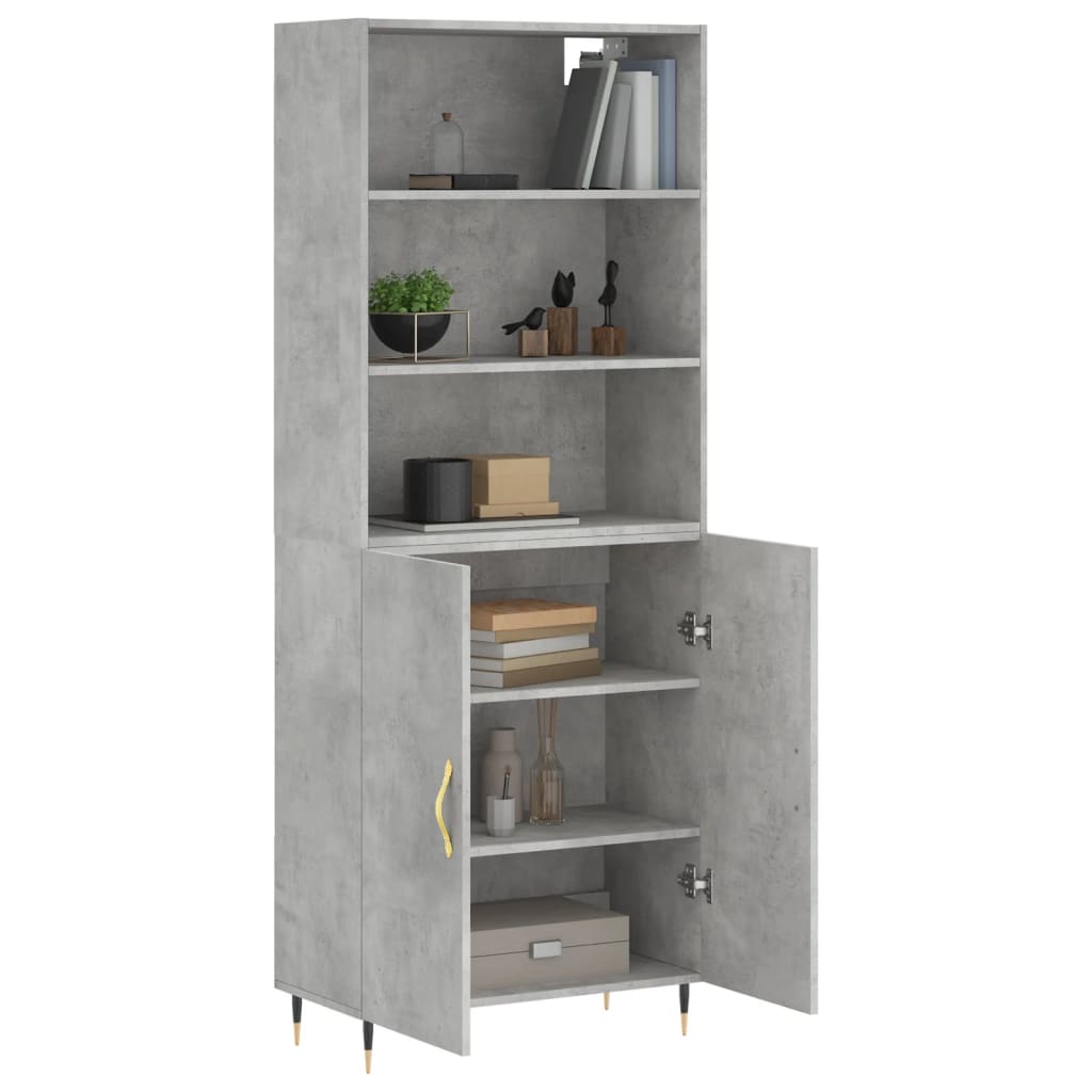 Highboard Concrete Grey 69.5x34x180 cm Engineered Wood