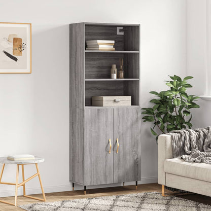 Highboard Grey Sonoma 69.5x34x180 cm Engineered Wood