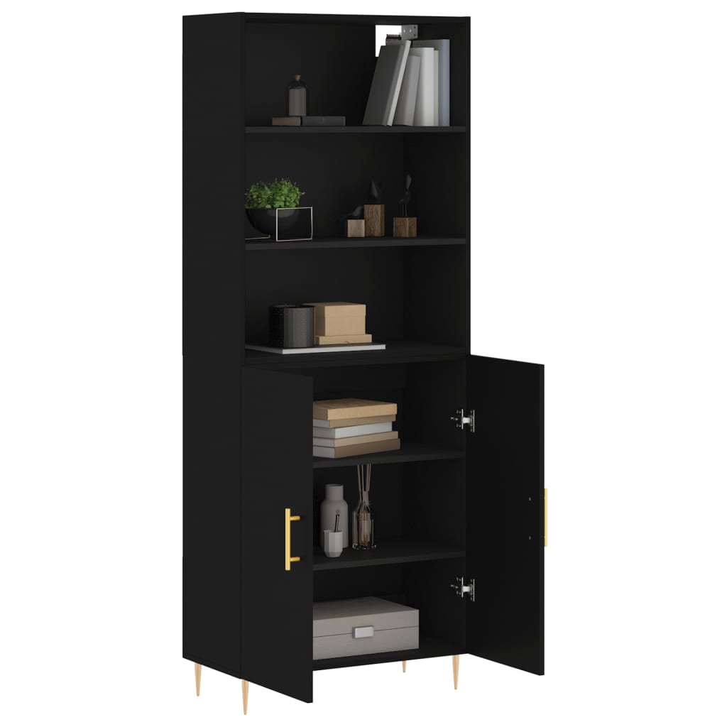 Highboard Black 69.5x34x180 cm Engineered Wood