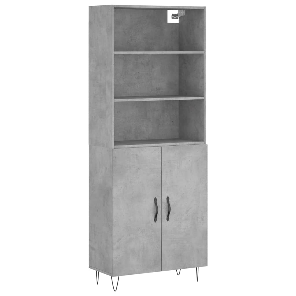 Highboard Concrete Grey 69.5x34x180 cm Engineered Wood