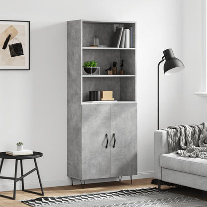 Highboard Concrete Grey 69.5x34x180 cm Engineered Wood