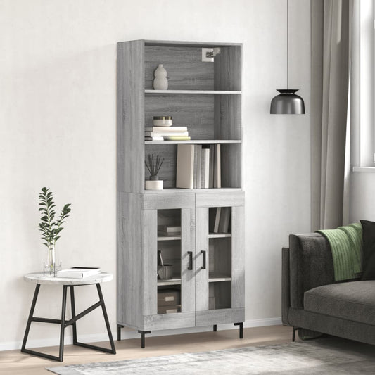 Highboard Grey Sonoma 69.5x34x180 cm Engineered Wood