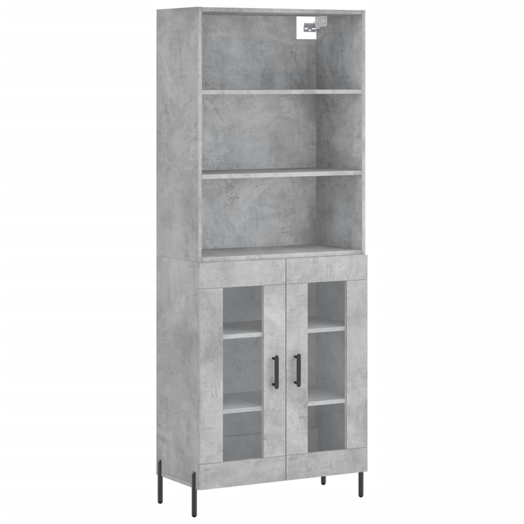 Highboard Concrete Grey 69.5x34x180 cm Engineered Wood