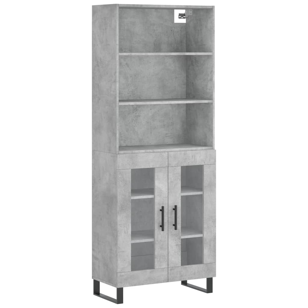 Highboard Concrete Grey 69.5x34x180 cm Engineered Wood