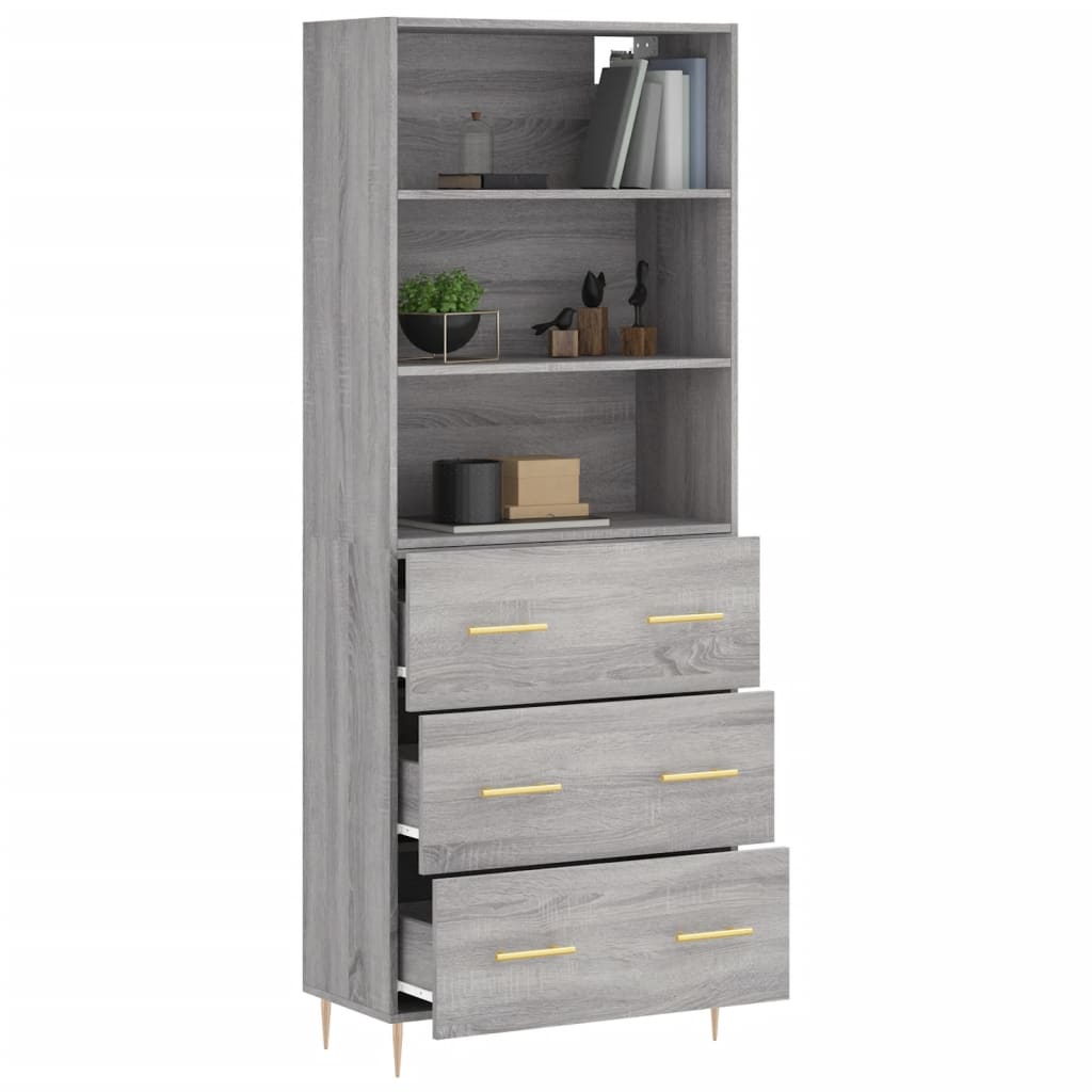 Highboard Grey Sonoma 69.5x34x180 cm Engineered Wood