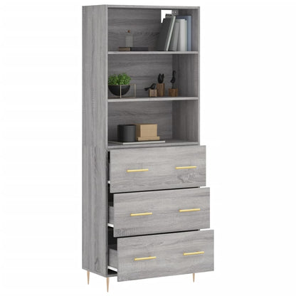 Highboard Grey Sonoma 69.5x34x180 cm Engineered Wood