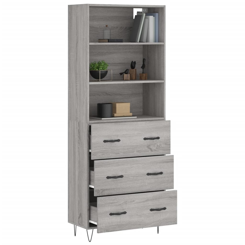 Highboard Grey Sonoma 69.5x34x180 cm Engineered Wood