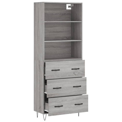 Highboard Grey Sonoma 69.5x34x180 cm Engineered Wood