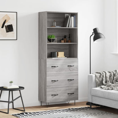 Highboard Grey Sonoma 69.5x34x180 cm Engineered Wood