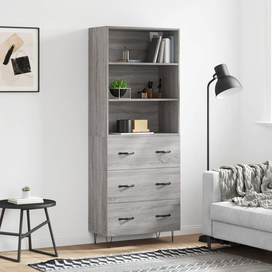 Highboard Grey Sonoma 69.5x34x180 cm Engineered Wood