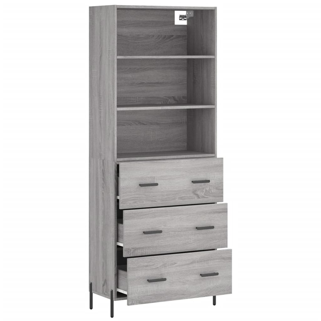 Highboard Grey Sonoma 69.5x34x180 cm Engineered Wood