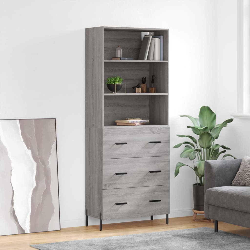 Highboard Grey Sonoma 69.5x34x180 cm Engineered Wood