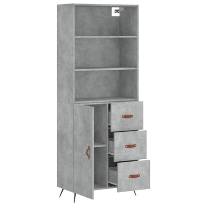 Highboard Concrete Grey 69.5x34x180 cm Engineered Wood