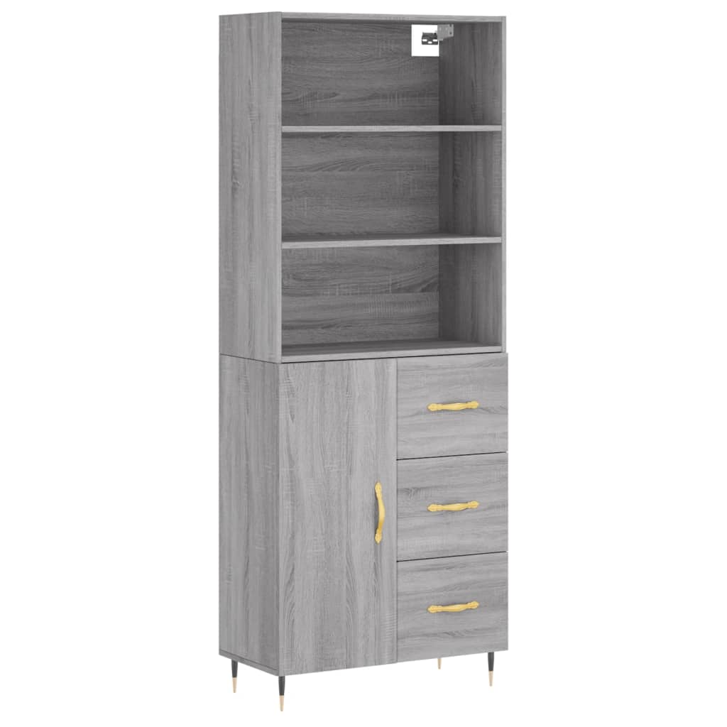 Highboard Grey Sonoma 69.5x34x180 cm Engineered Wood