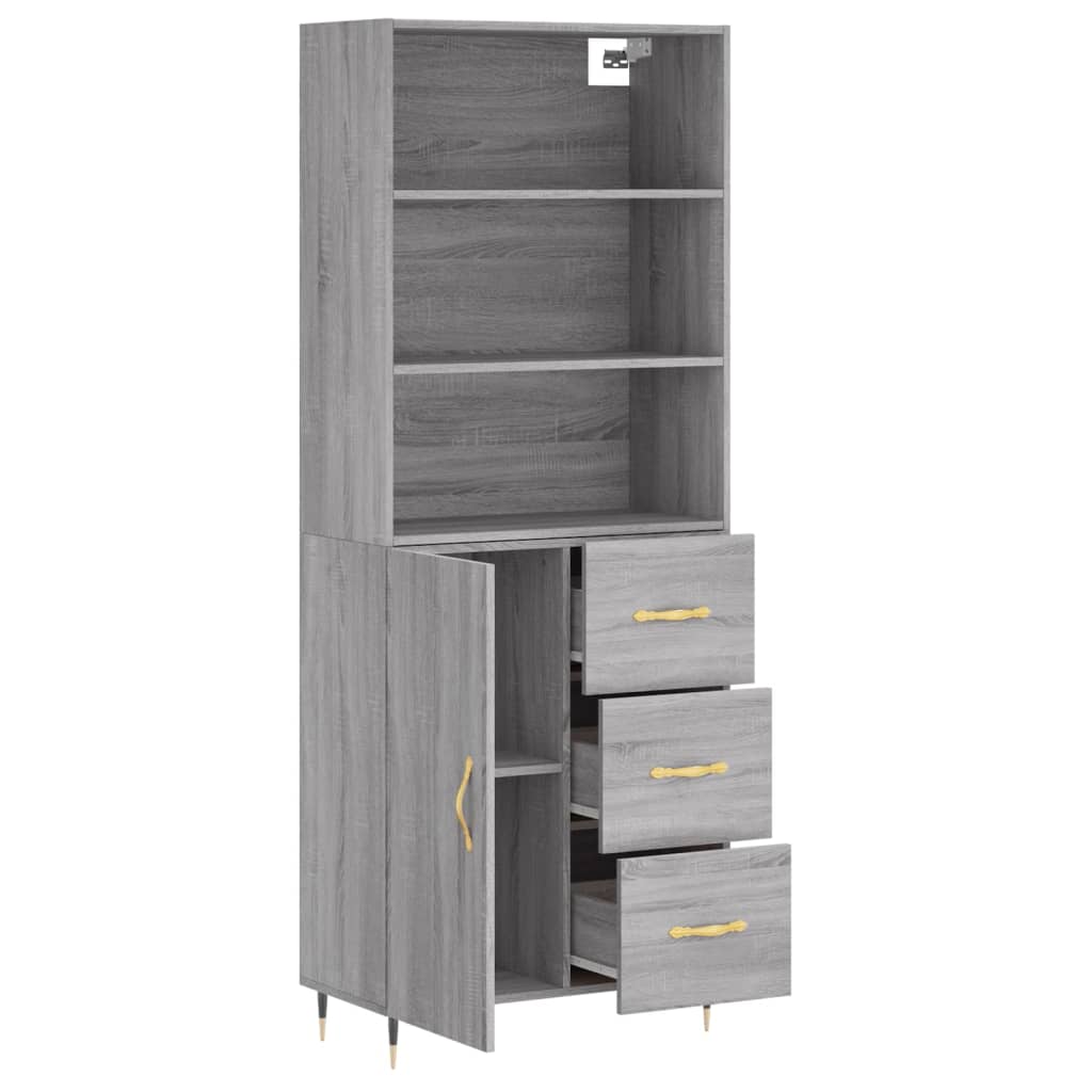 Highboard Grey Sonoma 69.5x34x180 cm Engineered Wood