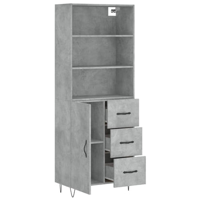 Highboard Concrete Grey 69.5x34x180 cm Engineered Wood