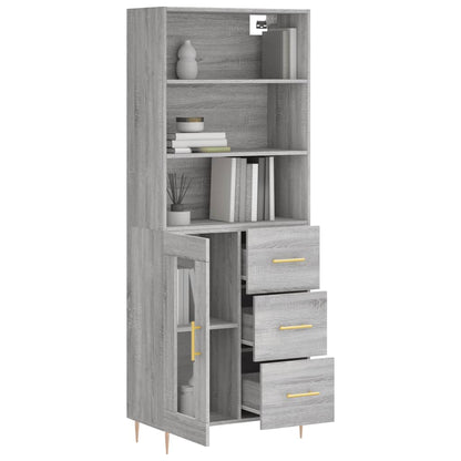 Highboard Grey Sonoma 69.5x34x180 cm Engineered Wood