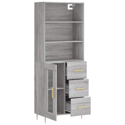 Highboard Grey Sonoma 69.5x34x180 cm Engineered Wood