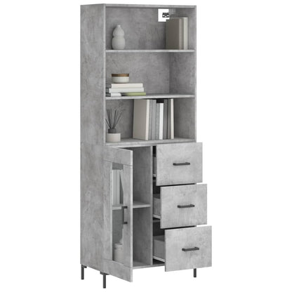 Highboard Concrete Grey 69.5x34x180 cm Engineered Wood