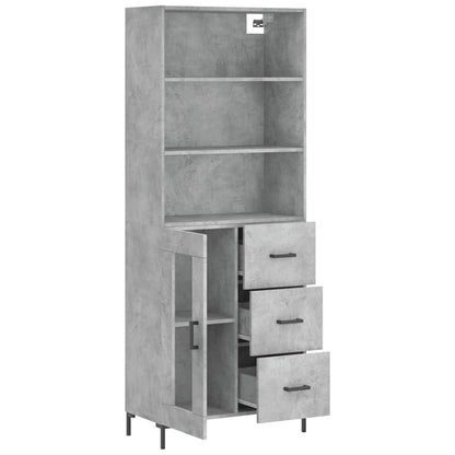 Highboard Concrete Grey 69.5x34x180 cm Engineered Wood