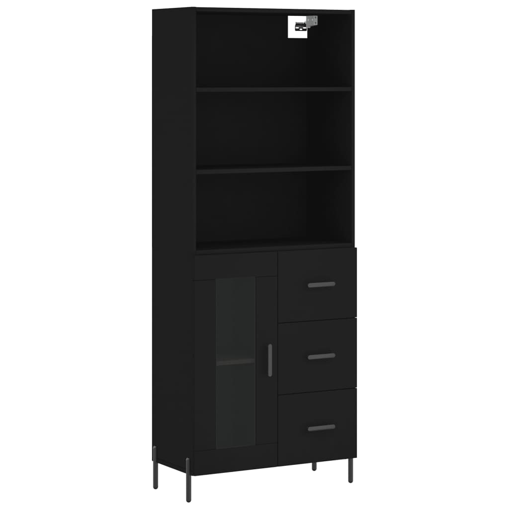 Highboard Black 69.5x34x180 cm Engineered Wood