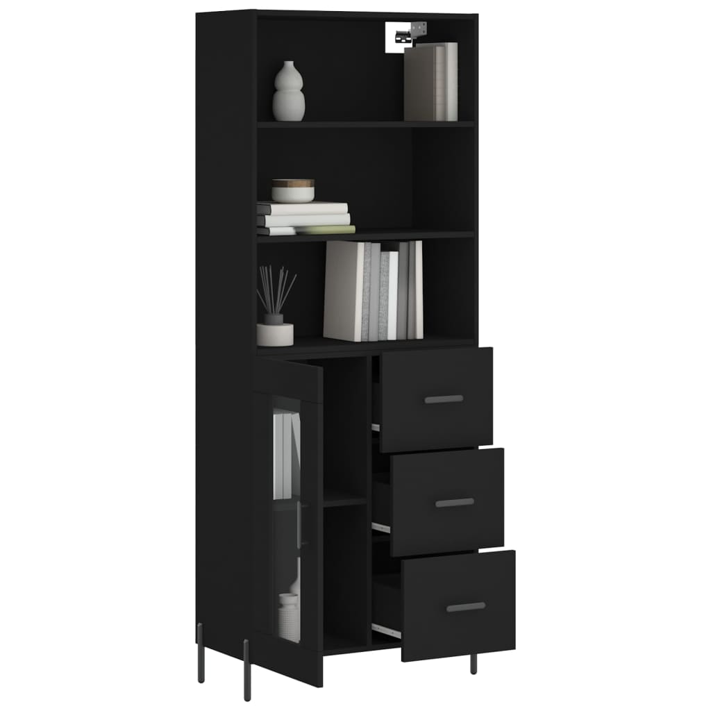 Highboard Black 69.5x34x180 cm Engineered Wood