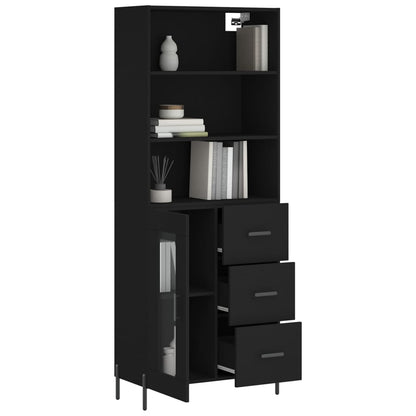Highboard Black 69.5x34x180 cm Engineered Wood