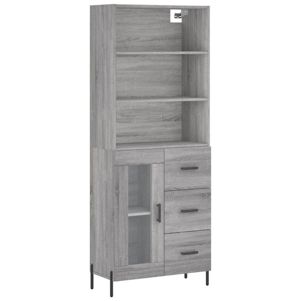 Highboard Grey Sonoma 69.5x34x180 cm Engineered Wood